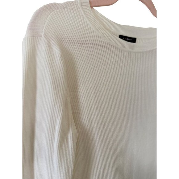 Halogen Womens Ribbed White Sweater L Long Sleeve Round Neck Soft Blend Fabric - Picture 10 of 16
